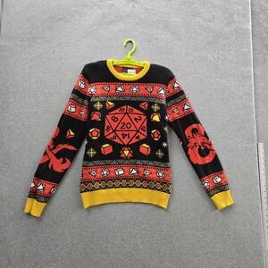 Geeknet Women Sweater L Black Graphic Dungeons Dragons Ugly Christmas Sweater